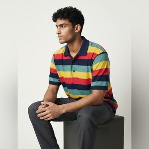 Vintage Lacoste Devanlay Striped Polo Size 6 Made in France Rugby Shirt